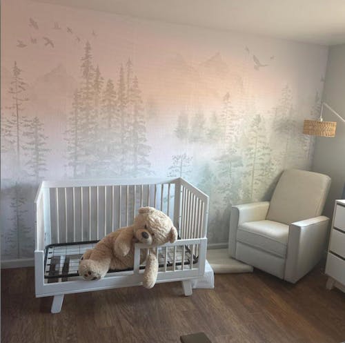 Soft Watercolor Woodland Wall Mural WM049