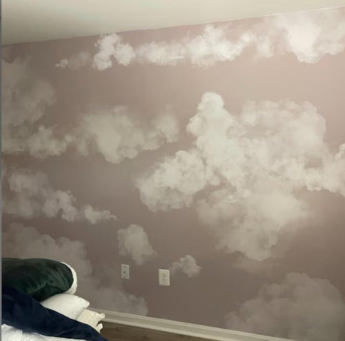 Pastel Pink Sky & Clouds Wall Mural AM022