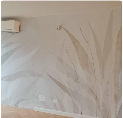Beige Gray Leaves Wall Mural AM078