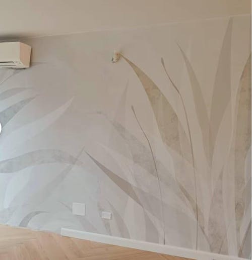 Beige Gray Leaves Wall Mural AM078