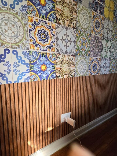 Wooden Oak Slat Panels Wallpaper A001