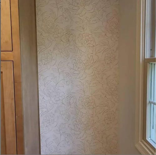 Beige Peony Lines Wallpaper CC275