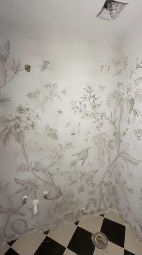 Beige Vintage Garden Grasscloth Wall Mural CG007