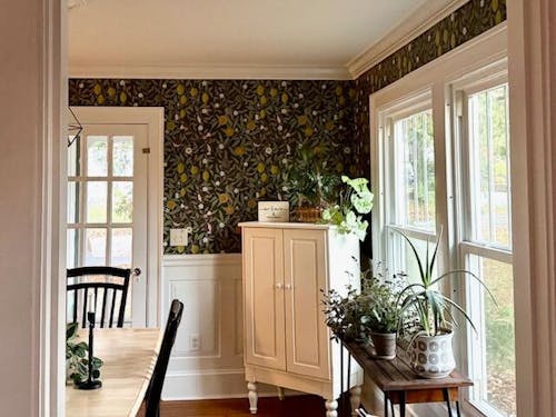 Green & White Fruit or Pomegranate by Morris Wallpaper W115