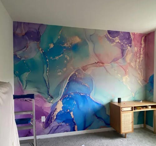 Pink Blue Purple Watercolor ink Wall Mural CCM068