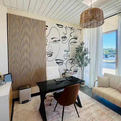 Beige & Black Female Faces Wall Mural AM073