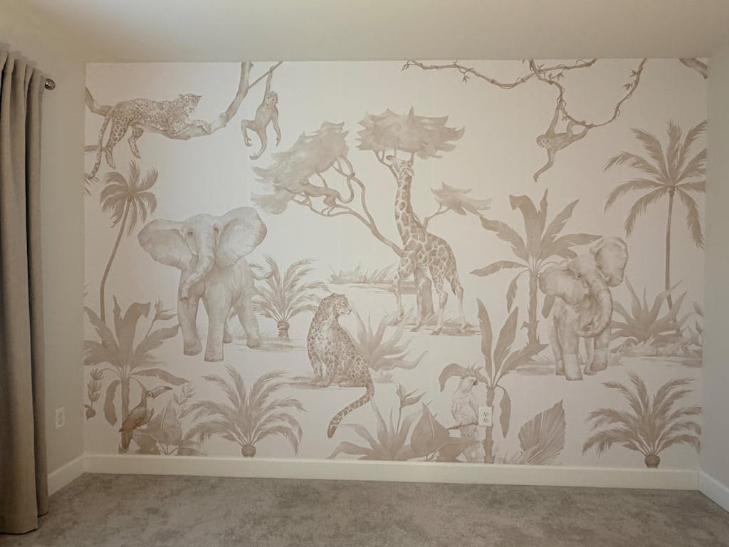 Neutral Safari Animal Wall Mural – Peel and Stick Nursery Wallpaper CCM177
