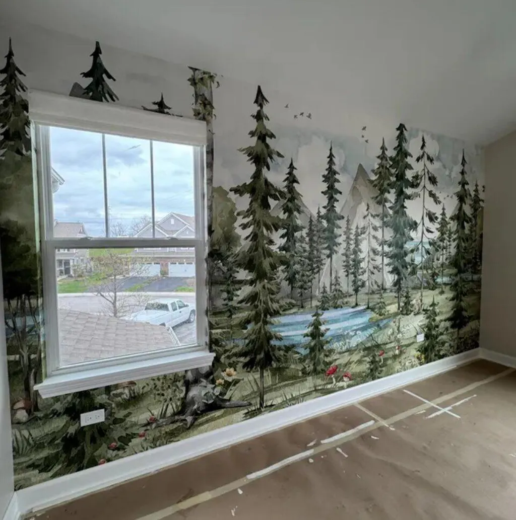 Lake, Forest & Mountains Wall Mural WM057