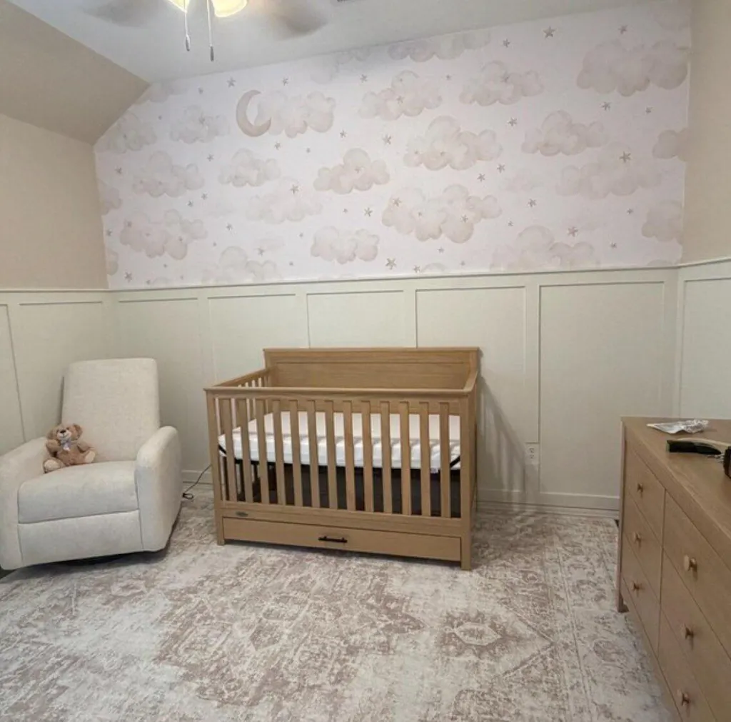 Beige Moon Clouds & Stars Wall Mural SM067