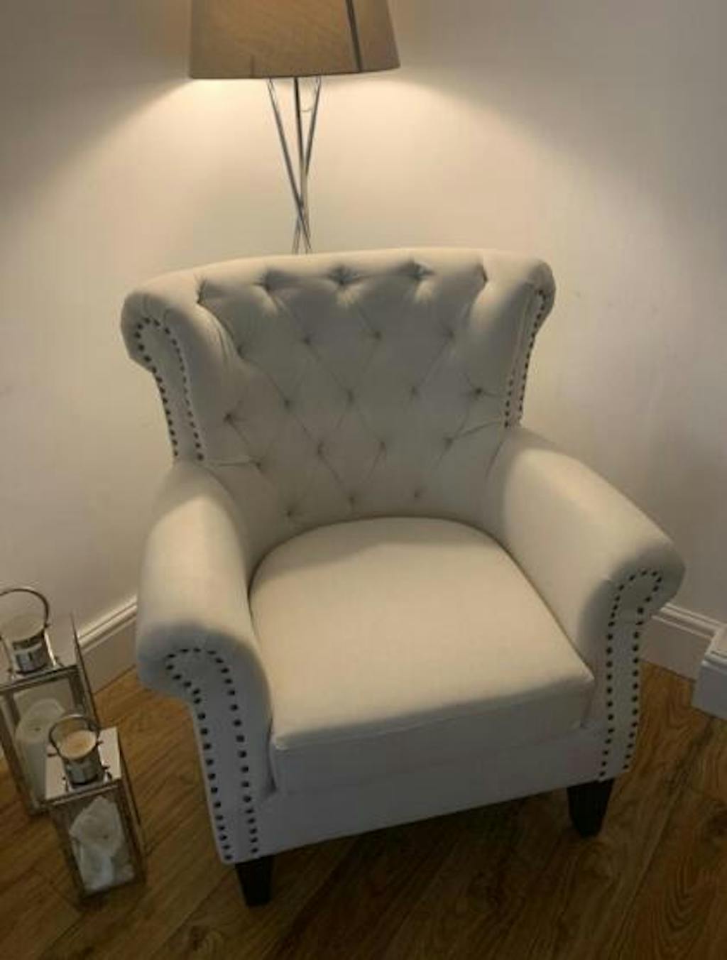 MidCentury Deep Seating Nailhead Chesterfield Wingback Armchair