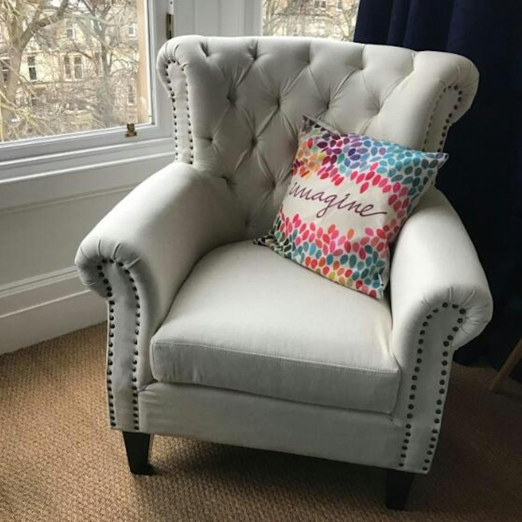 MidCentury Deep Seating Nailhead Chesterfield Wingback Armchair