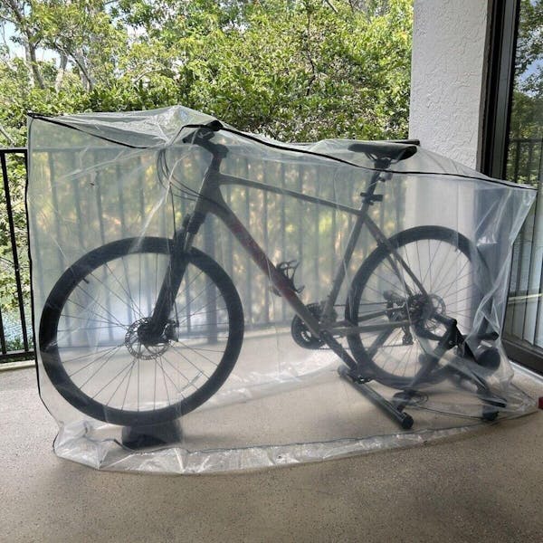 Nylon Bicycle Cover in Transparent UV Protected Nylon, Customizable Size Outdoor Bicycle Cover