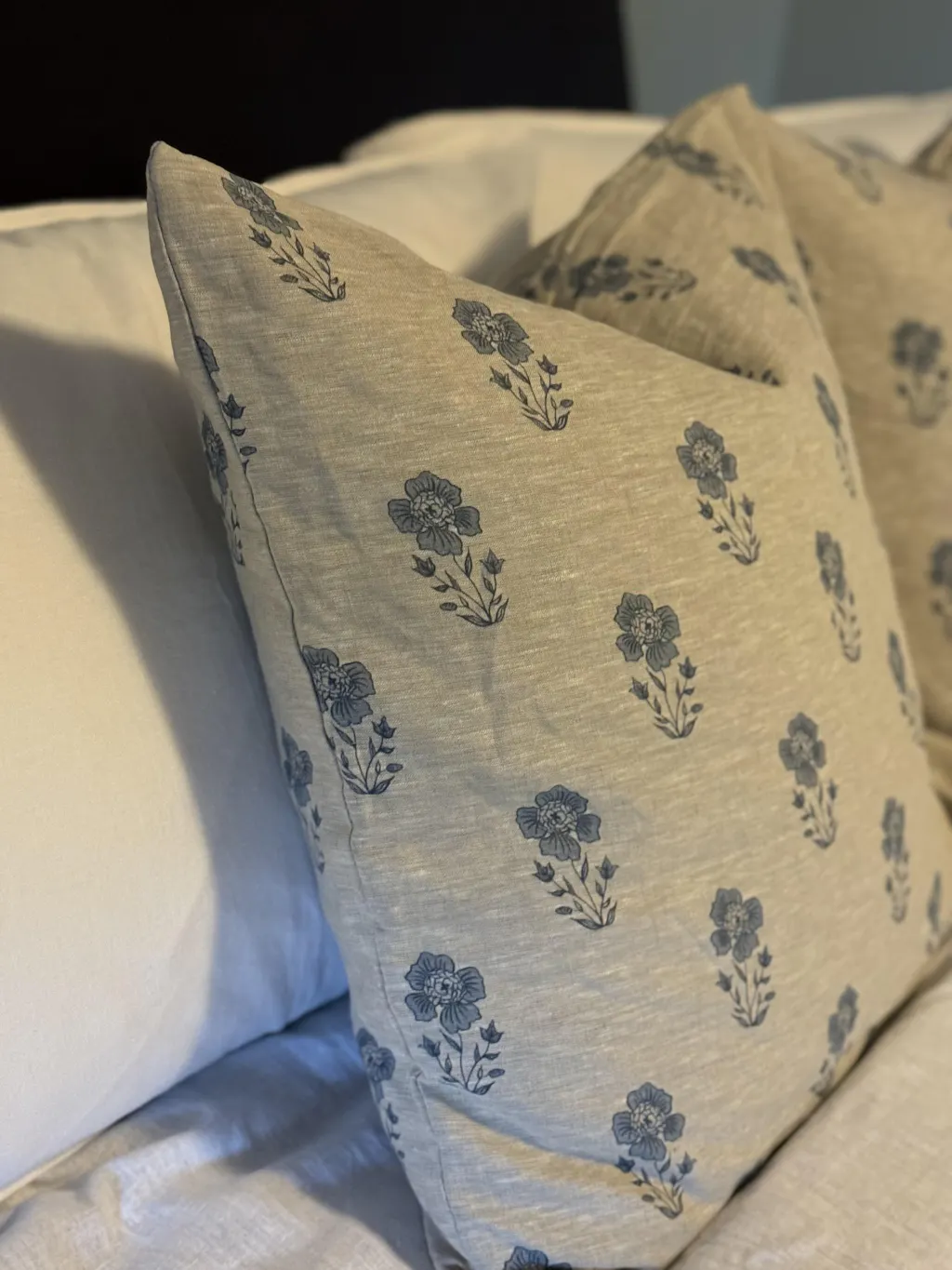 Blue - Set of 2 - Fine Cotton Handloom Pillow Covers (26 x 17 in)