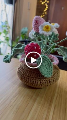 イチゴの鉢DIY | かぎ針編みの鉢植えキット