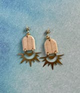 White & Beige Sun Drop Dangle Earrings