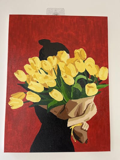 The Lady with Yellow Tulips Paint by Number Kit