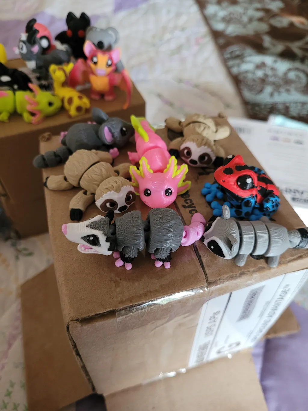 3D Printed Mini Fidget Creature Toy Pack – Articulated Party Favor Gift