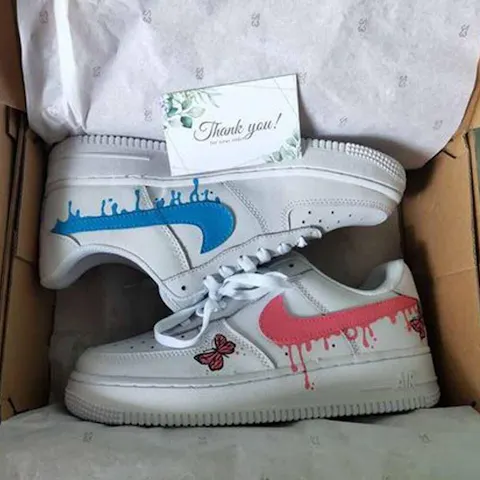 Pink Blue Butterfly Drip Custom Sneaker