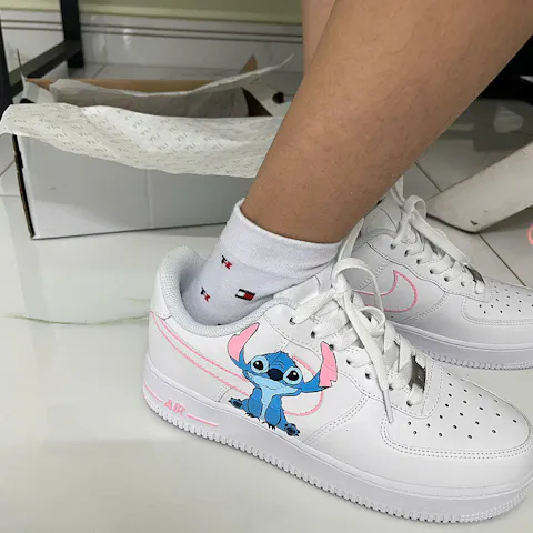 Stitch Pink Swoosh Custom Sneaker
