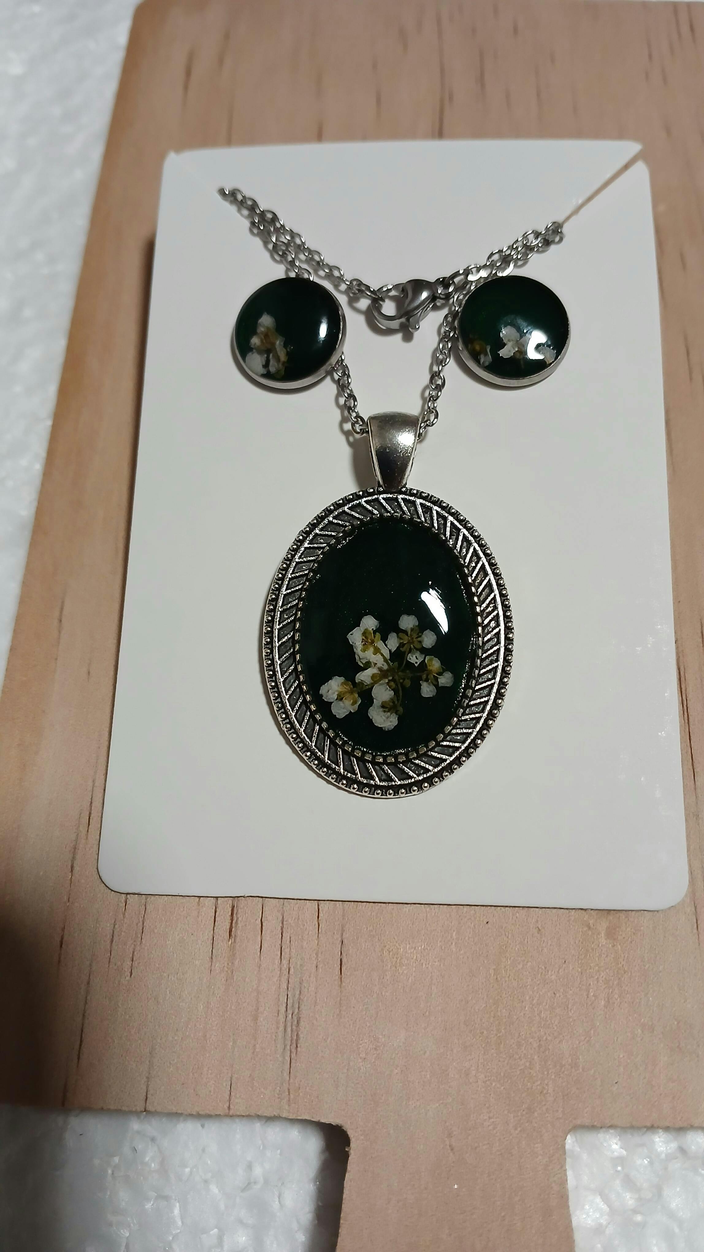 Suport cercei și colier din hârtie cu mesaj Handmade - kraft (set