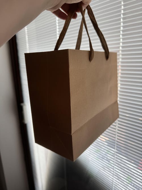 Pungi kraft dreptunghiulare cu mâner textil (set 12 buc)