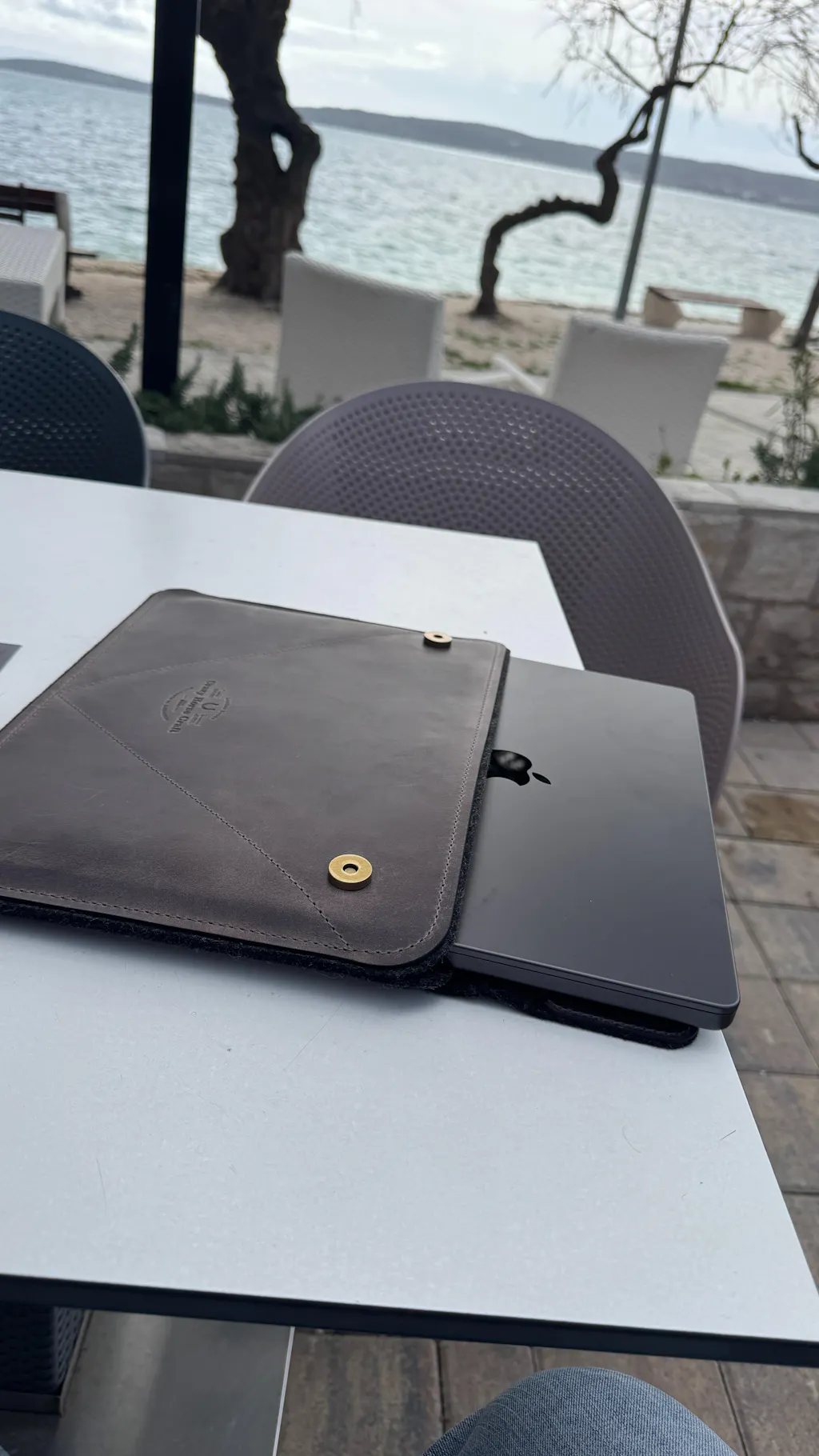 Leather MacBook Pro/Air sleeve, case | Stone Grey