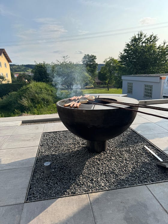 Feuerschale mit Grillring höhenverstellbar 100, Edelrost