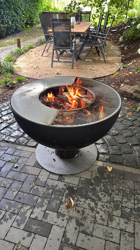 Feuerschale mit Grillring höhenverstellbar 100, Edelrost