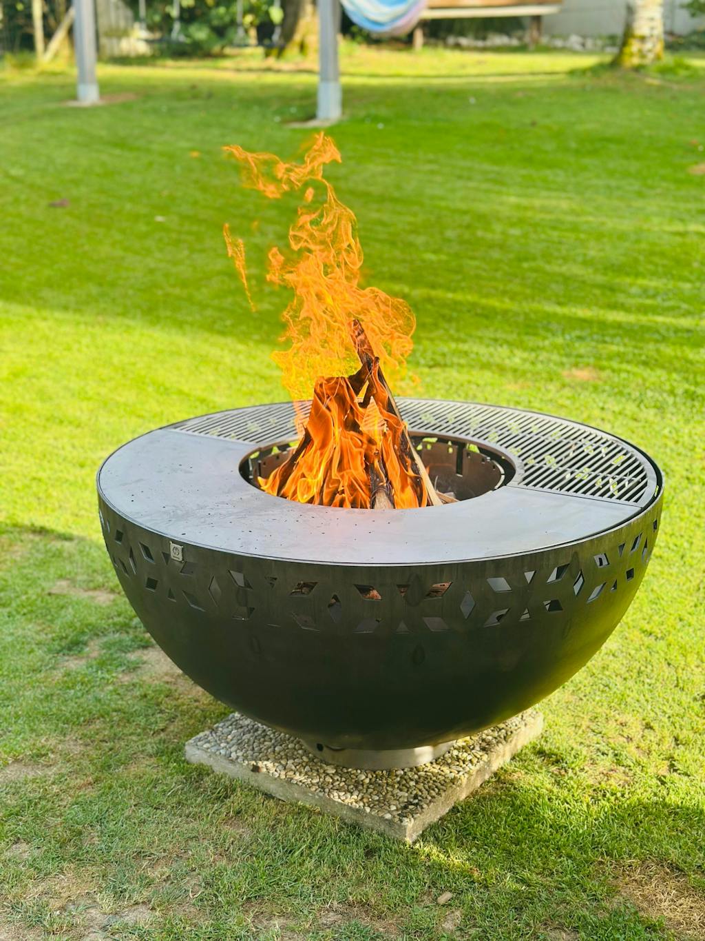 Ciotola da fuoco con anello per griglia Ornamento 100, acciaio inox