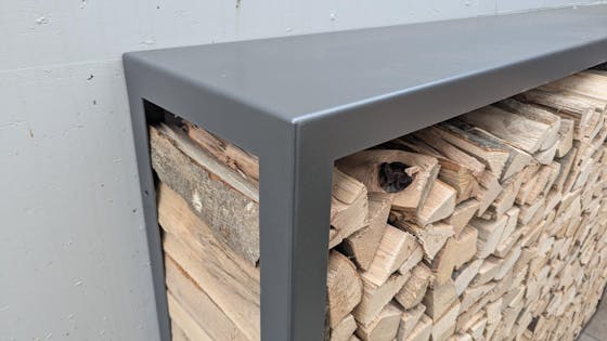 Made-to-measure firewood rack, stainless steel powder-coated