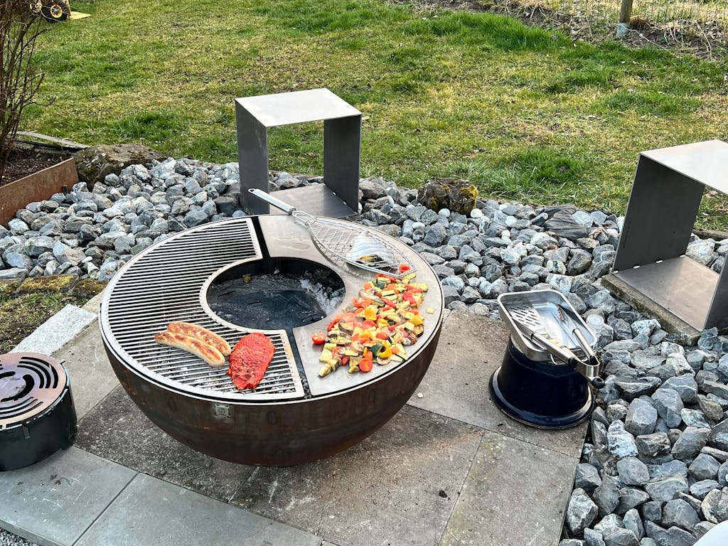 Ciotola da fuoco con anello per grigliare piccola 80, acciaio inox