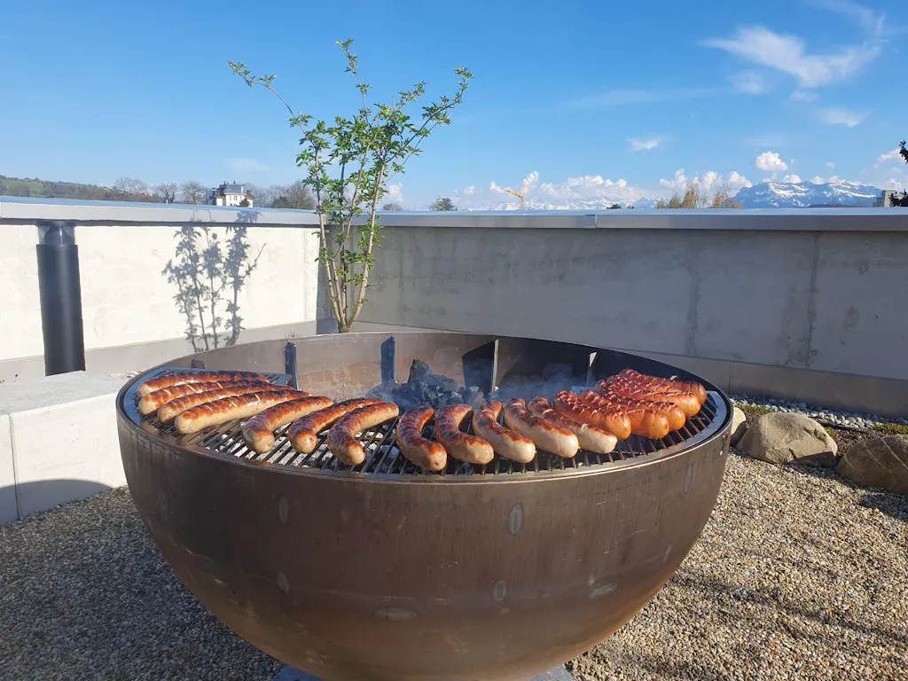 Fire bowl with grill ring, height-adjustable 100, stainless steel