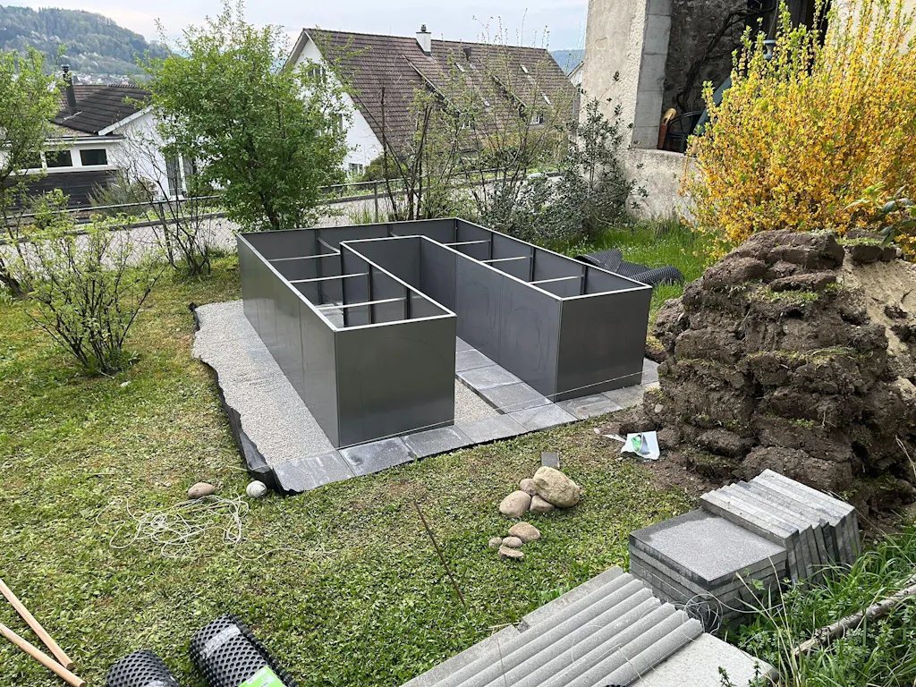 Hochbeet Bausatz mit Handlauf U-Form, Stahl Edelrost