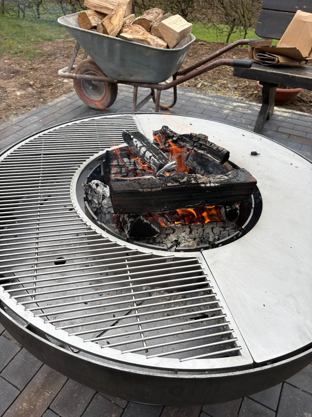Feuerschale mit Grillring höhenverstellbar 100, Edelrost