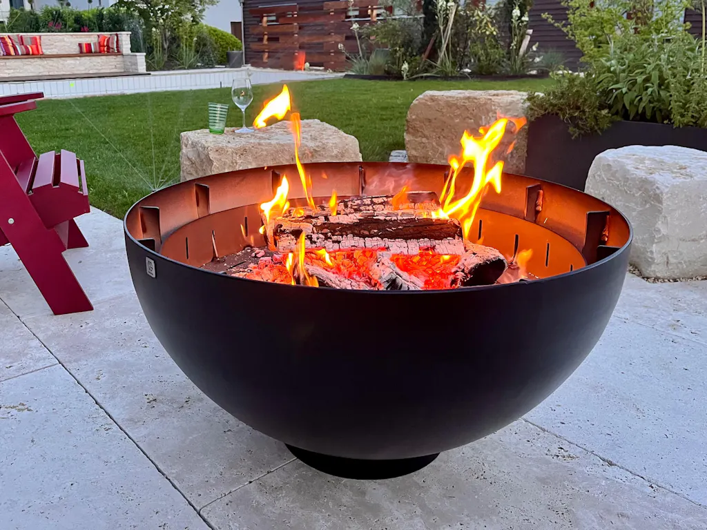 Feuerschale mit Grillring klein 80, Edelstahl Schwarz