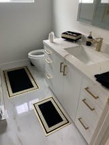 Anka Greek Key Cream & Gold Bathroom Accessory Set, Luxury Bath Decor