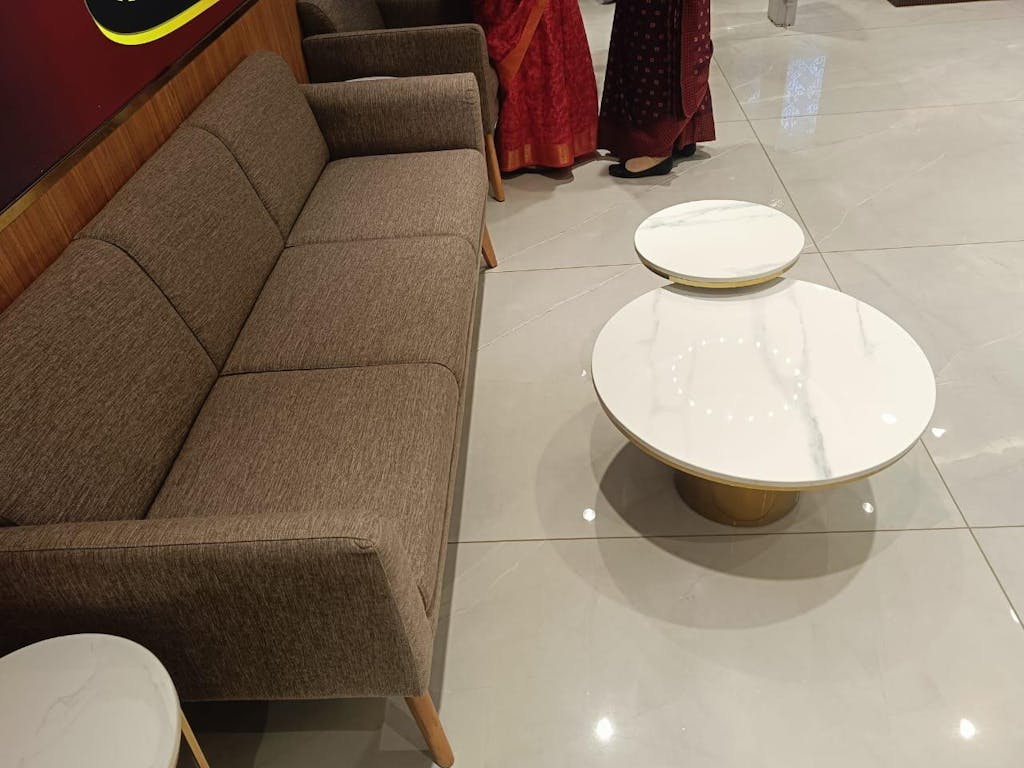 Circular Marble Coffee Table Set of 2 (Stainless Steel)