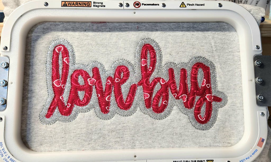 Love Bug Bean Stitch Double Applique Embroidery Design