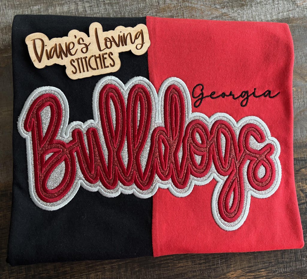 Bulldogs Satin Stitch Double Applique