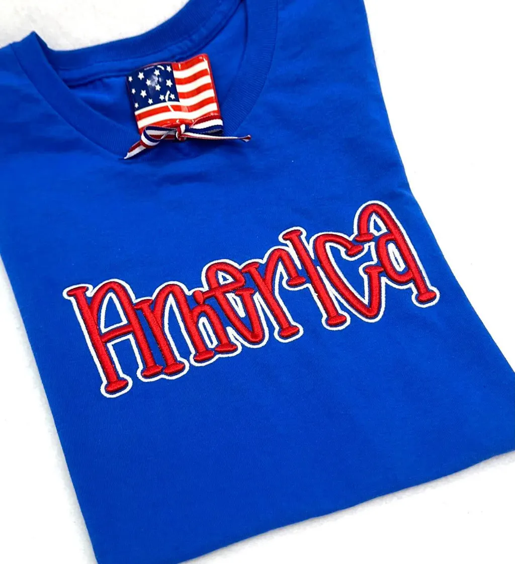America 3D Puff  Machine Embroidery Design