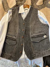 Men's V-Neck Diamond Kendo Vest – Charcoal Black