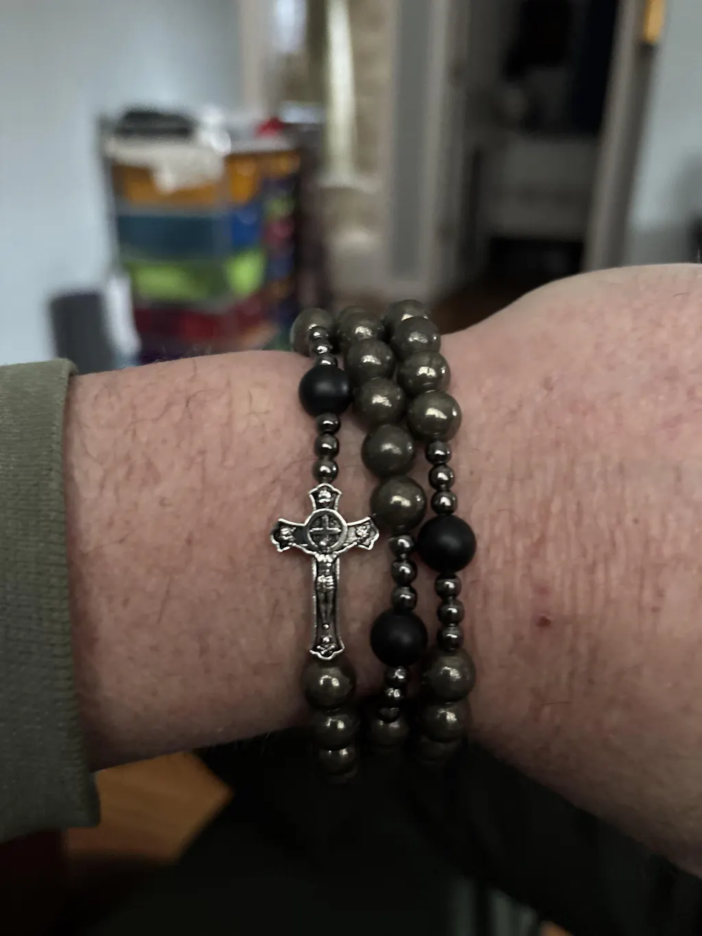 St. Michael the Archangel Rosary Bracelet | Men's Triple Wrap