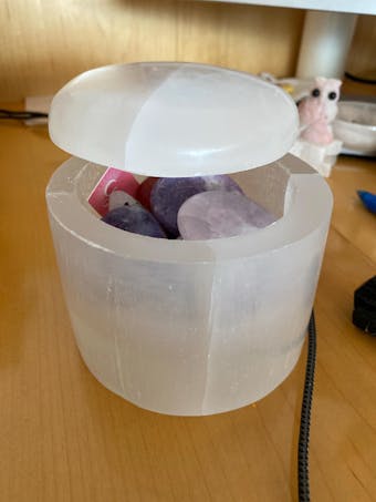 Large Selenite Jar with Lid for Energetic Cleansing