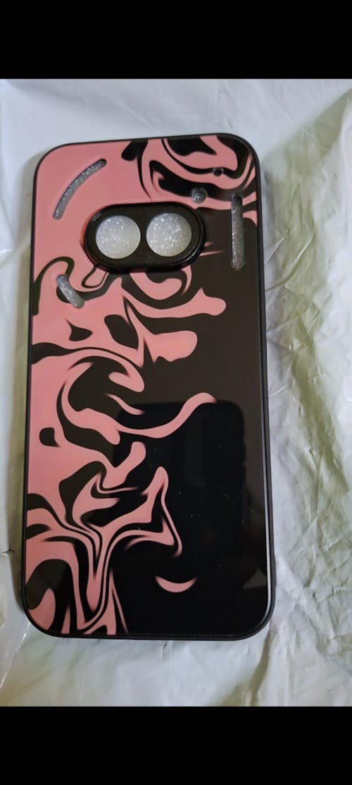 Black & Pink Abstract Glass Phone Case Cover