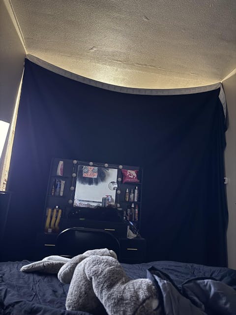 （Black）Benny Thermal Textured Woven Blackout Divider Curtain