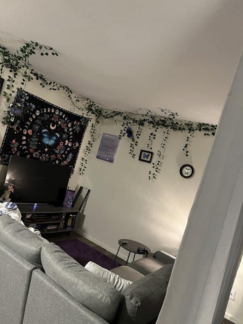 (Black)High-Density Silk-Look Blackout Divider Curtain & Black Track Set