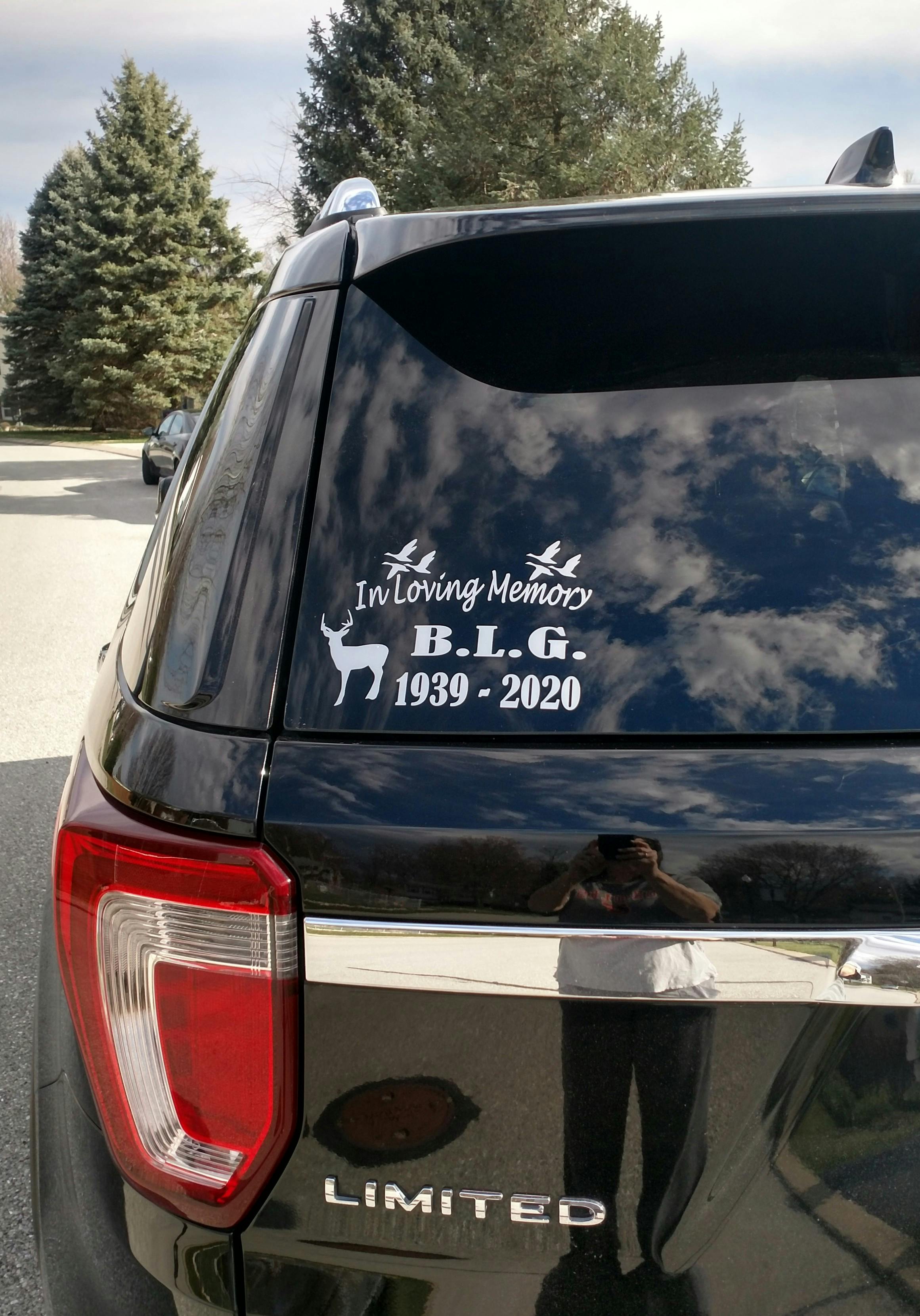 Hunting Theme In Loving Memory Window Decal Sticker  