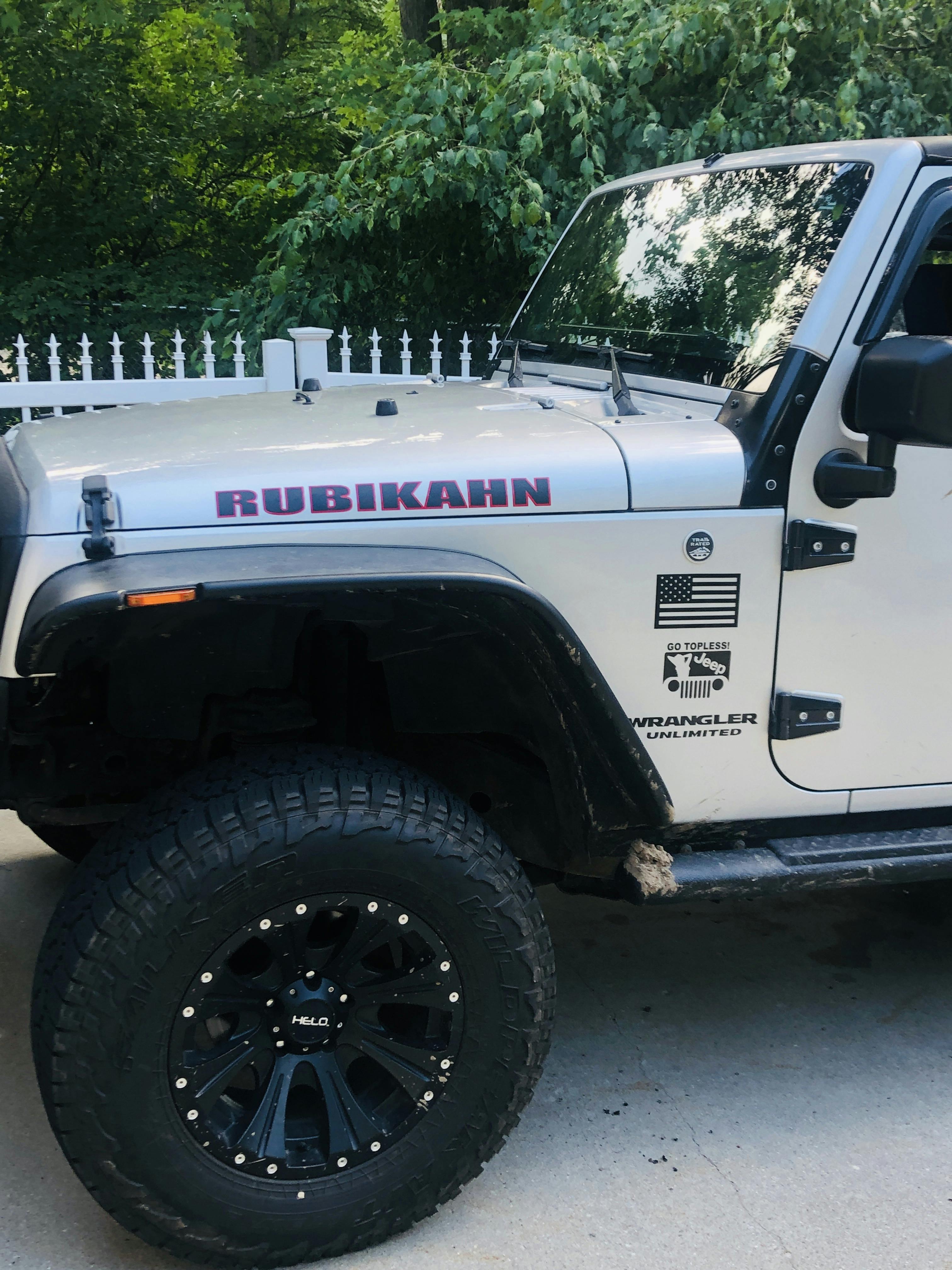 Jeep custom  text 2 color Outlined Hood Decals  Aftermarket 