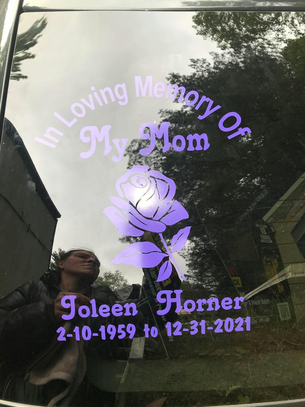 In Memory Mom Rose Decal Sticker Custom Made In the USA Fast Shipping