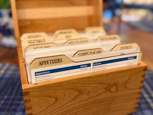 Personalized Wooden Recipe Box | Custom Recipe Card Box with Engraving Brown